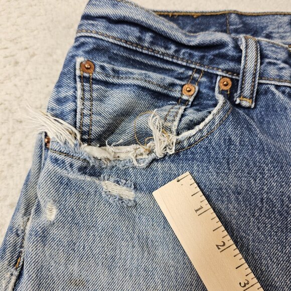 Vtg Levi's 501 Jeans Men's 32x32 Light Wash Button Fly Copper Rivets Batwing 90s - Picture 15 of 16